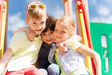 Poster - group of happy kids on children playground