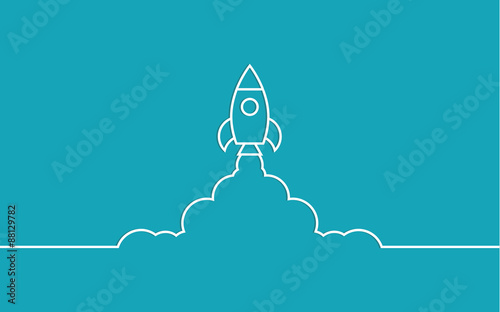 Cuadros en Lienzo rocket and cloud flat style isolated
