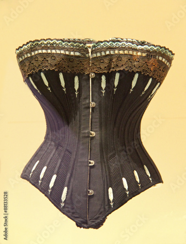 Cuadros en Lienzo A Black Embroided Vintage Ladies Support Corset.