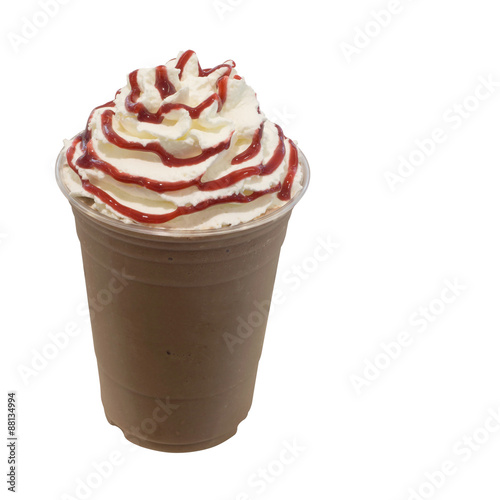 Fotografie, Obraz cold fresh mocha coffee smoothie in takeaway glass isolated on w