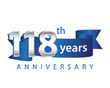 118 Years Anniversary Logo Blue Ribbon