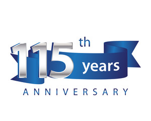 Wall Mural - 115 Years Anniversary Logo Blue Ribbon