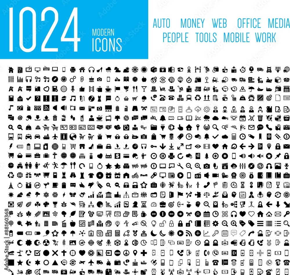 1024 Mordern Icons - obrazy, fototapety, plakaty 