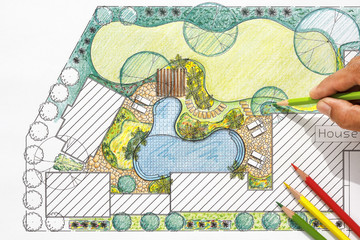 Landscape architect design backyard plan for villa