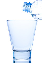 Poster - elegant empty glass with reflection on white background