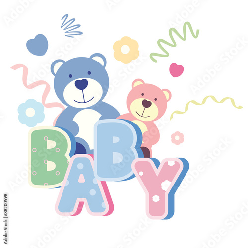 Obraz w ramie vector banner with teddy bear