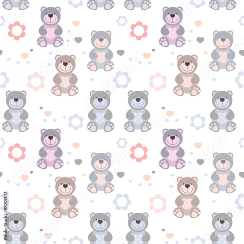 Naklejka dekoracyjna vector seamless pattern toy teddy bears