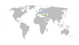 Fototapeta Mapy - world map with indication of Turkey
