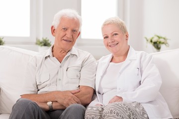 Wall Mural - Elderly man with nurse