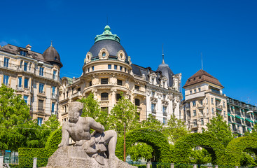 Wall Mural - View of the statue Aurore in Lausanne - Switzerland