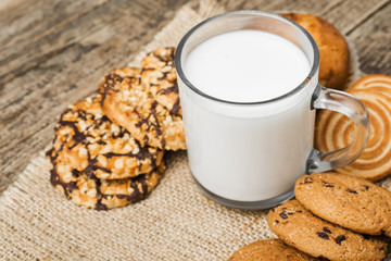 fresh healthy milk and cookies