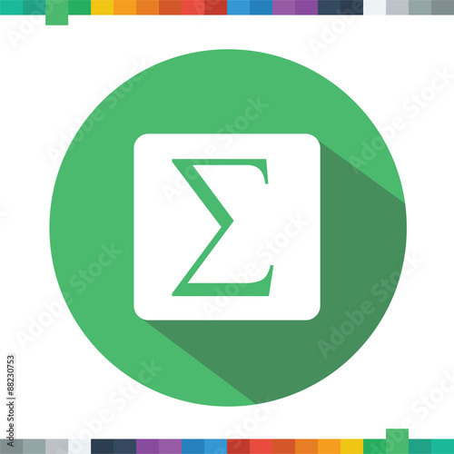 Fotografie, Obraz Flat Sigma symbol icon in a cercle with a long shadow.