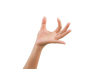 Woman handful of posture, isolated on white background