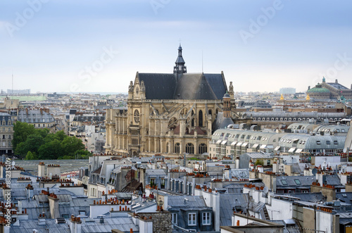 Fotomural Saint-Germain l'Auxerrois church with Paris Skyline