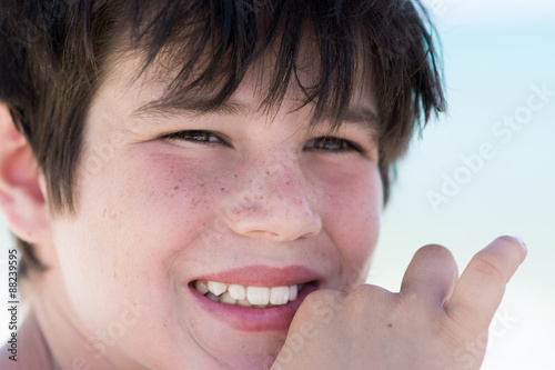 Portrait of a young boy, close up Tableau sur Toile