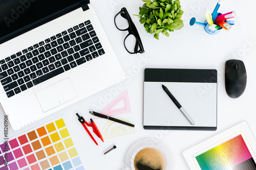 Fotografie, Obraz professional creative graphic designer desk