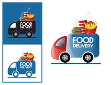 Logo Design Element Fast Food Delivery Service