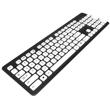 Keyboard, buttons, letters, numbers. 3D graphic