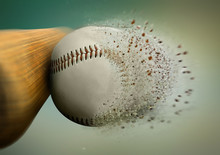 Baseball Hit With The Ball Disintegrating