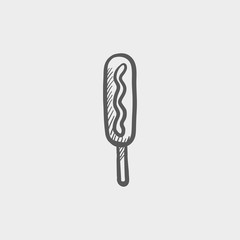 Poster - Hotdog on stick sketch icon