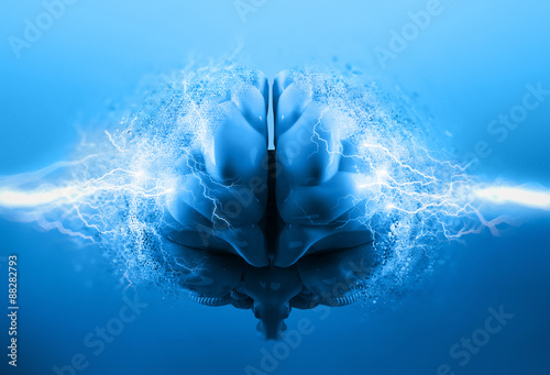 Fototapeta na wymiar Trójwymiarowa niebieska burza mózgów