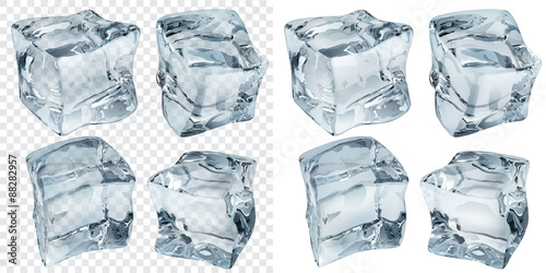 Fotografie, Obraz Light blue ice cubes. Transparency only in vector file