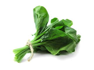 Sticker - Fresh spinach leaves isolated on white