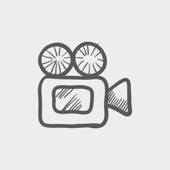 Poster - Video camera sketch icon