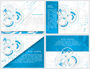 Poster - Set of gears and circuit board with arrows on abstract background, vector illustration.