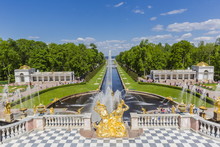 The Grand Cascade Of Peterhof, Peter The Great's Palace, St. Petersburg, Russia