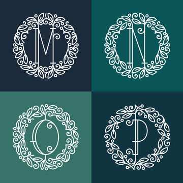 Set of line vector monograms