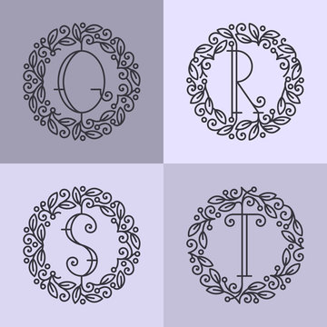 Set of line vector monograms