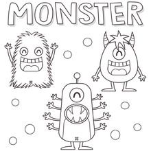 Outlined Happy Monster Cartoon Character