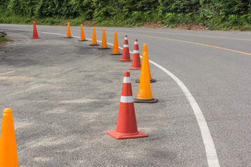 Traffic cone on the road