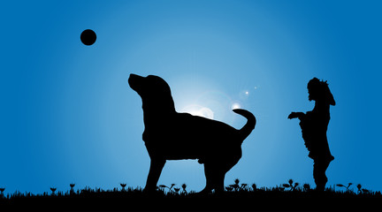 Sticker - Vector silhouette of a dog.