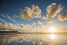 Cloud Reflections At Constantine Bay At Sunset, Cornwall