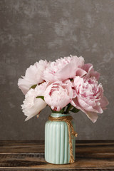 Canvas Print - Bouquet of pink peonies