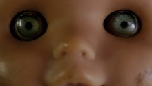 Creepy Doll. Close-up Of Doll, Turning Forward.
