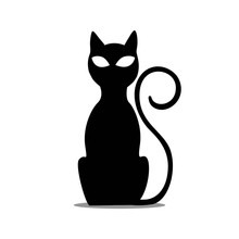 Vector Illustration Of A Black Sitting Cat