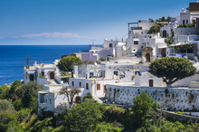 The White Houses Of The Town Of Lindos, Rhodes, Dodecanese Islands, Greek Islands, Greece