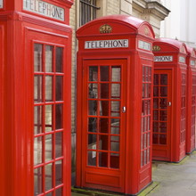 Row Of Red Telephone Booths Design By Sir Giles Gilbert Scott, Near Covent Garden, London 