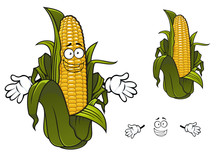 Cartoon Sweet Corn Or Maize Vegetable