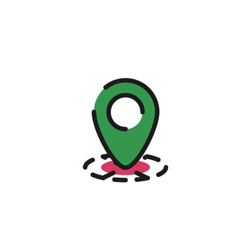 Color line icon for flat design. Map tag