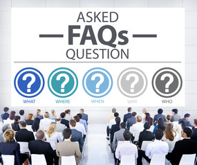 Sticker - Frequently Asked Questions FAQ Problems Concept