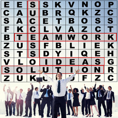 Poster - Success Crossword Puzzle Words Achievement Game Concept