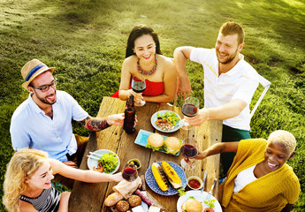 Diverse People Luncheon Food Garden Concept