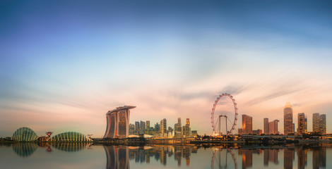 Poster - Singapore Skyline and view of Marina Bay