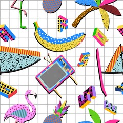 Retro 80s summer pattern background