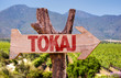 Tokai wooden sign with winery background