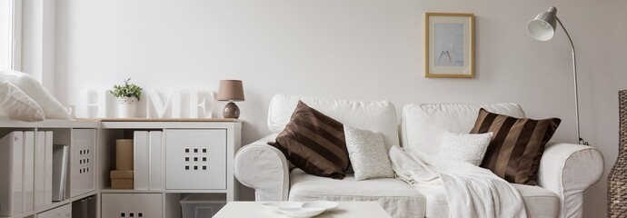 Comfortable white double sofa